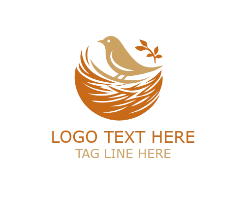 Nesting Bird Symbol Logo for Wildlife Branding
