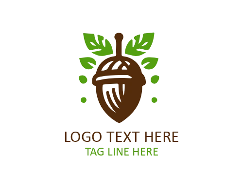 Oak Seed Acorn Flat Logo for Growth and Strength Branding