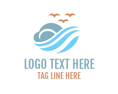 Ocean Wave Badge Logo