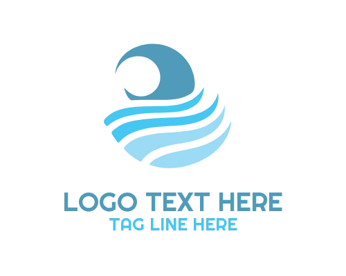 Ocean Wave Circle Emblem Logo