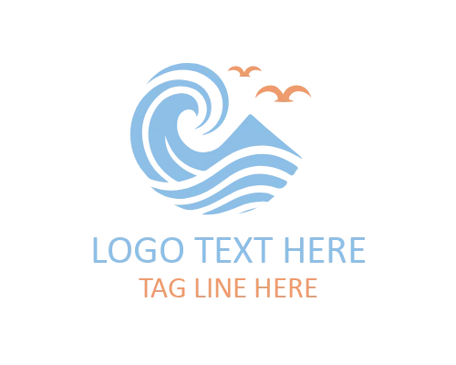 Ocean Wave Circle Icon Logo