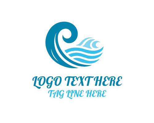 Ocean Wave Crest Badge Logo
