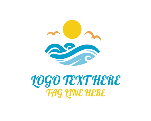Ocean Wave Emblem Logo
