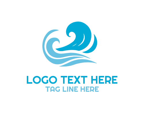 Ocean Wave Line Art Logo