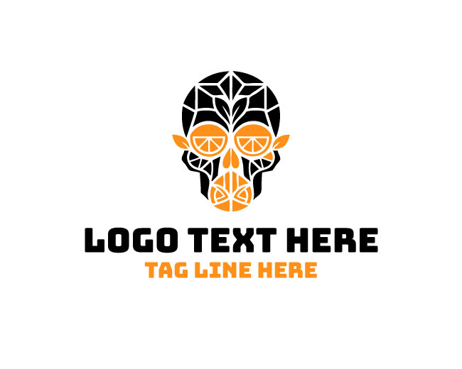 Orange Doom Skull Logo
