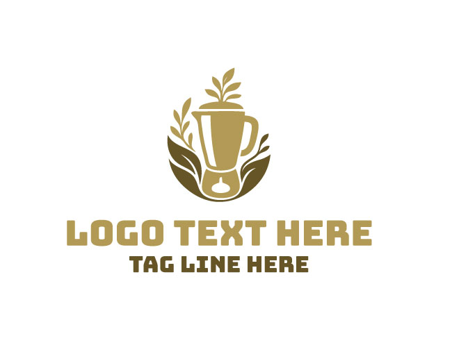  Organic Herb Blender Leaf Design Logo