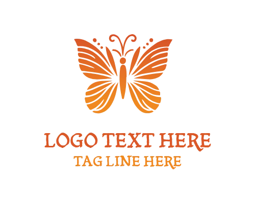 Organic Lifestyle Linear Floral Butterfly Logo