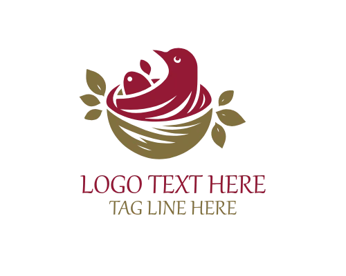 Organic Nesting Bird Logo for Natural Branding