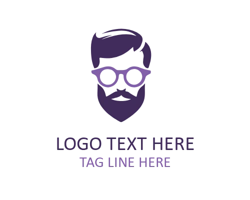 Outline Face Eyeglass Man Logo