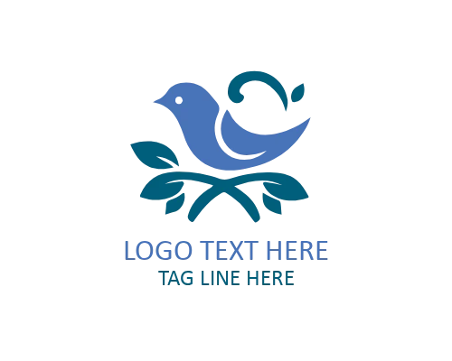 Outline Love Bird Flat Logo for Minimal Romantic Brands