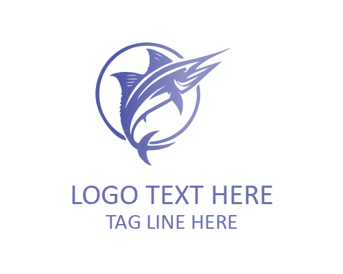 Outline Marlin Fish Badge Logo for Fishing Branding