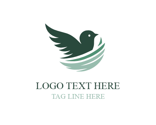 Outline Nesting Bird Logo for Clean Nature Branding