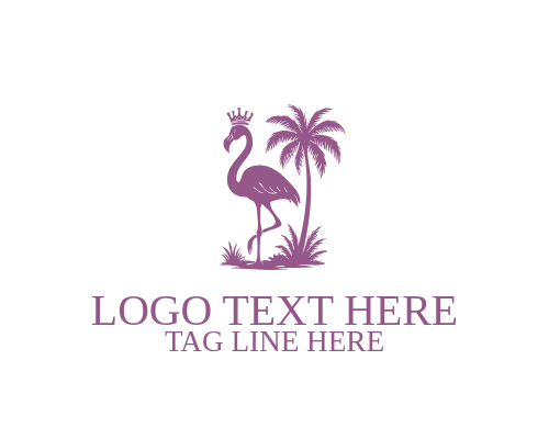 Palm Resort Flamingo Vintage Logo