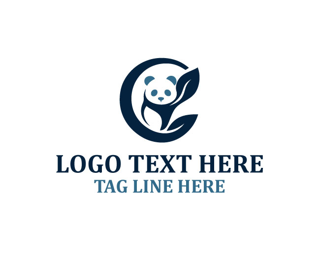 Panda Resting Bamboo Logo logo template preview