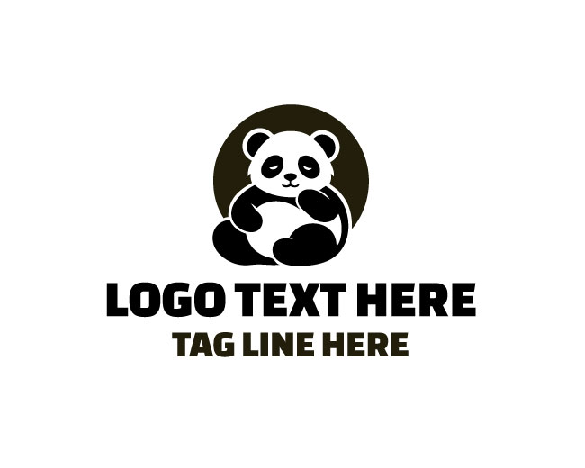 Panda Resting Branch Logo logo template preview