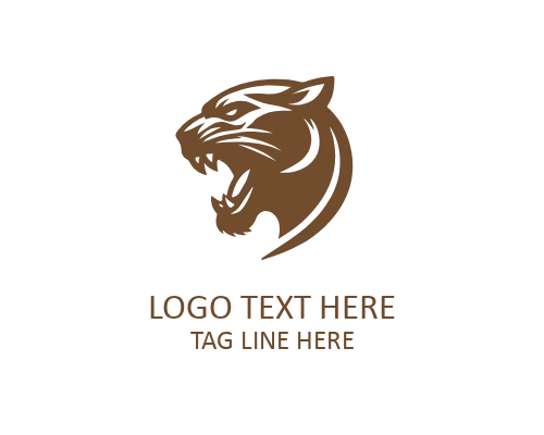 Panther Head Front Outline Logo