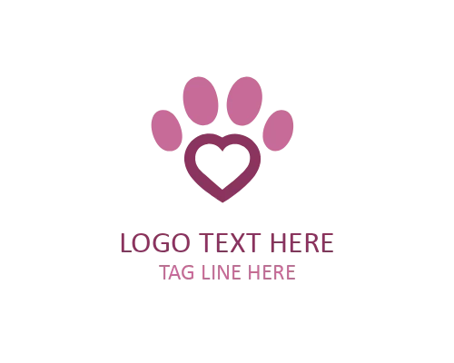 Paw Love Heart Logo for Veterinary Clinics and Pet Wellness Services