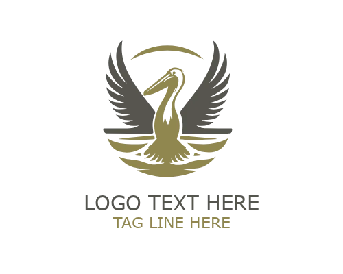  Pelican on Lake Logo for Wildlife, Eco, and Nature Brands