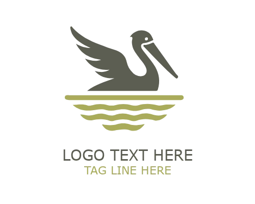 Pelican Wings Spread Logo for Freedom, Travel, and Wildlife Brands