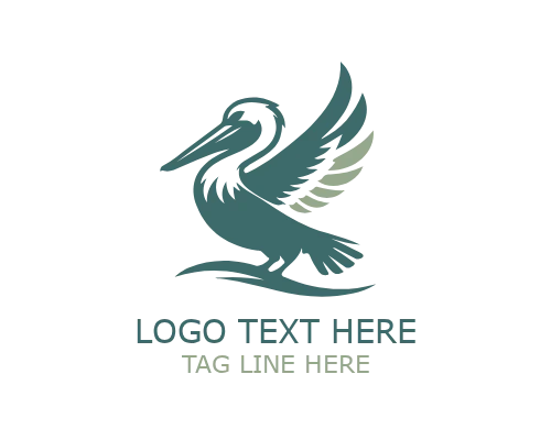 Pelican with Wave Logo for Ocean, Fishing, and Marine Brands