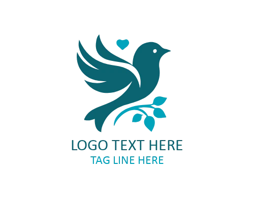 Perching Love Bird Flat Logo for Lifestyle, Romance, and Wedding Brands