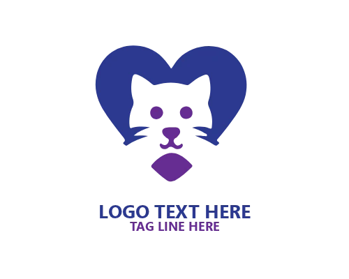 Pet Cat Love Modern Logo
