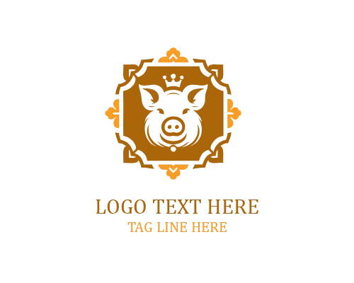 Pig Animal Badge Logo