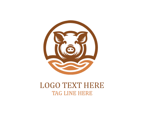 Pig Cartoon Character Logo
