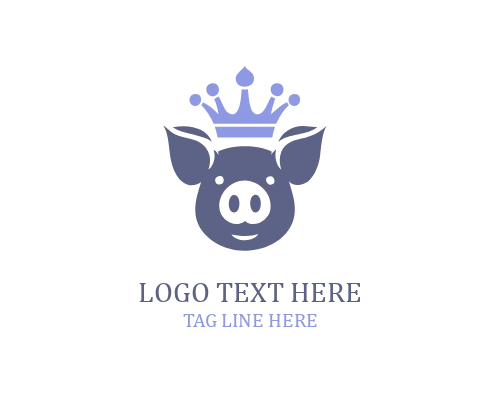 Pig Crown Mascot Logo