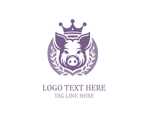 Pig Crowned Mascot Head Logo