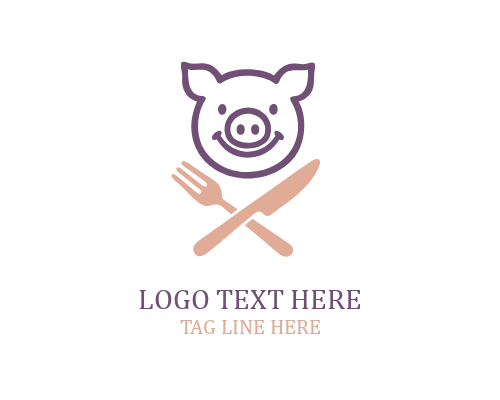 Pig Outline Mascot Logo