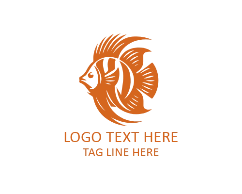 Pixel Art Tropical Fish Flat Logo