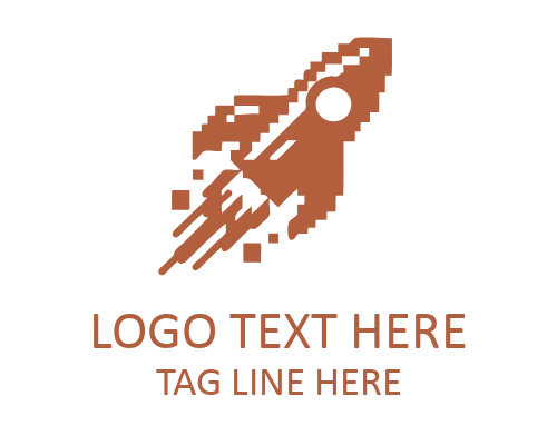 Pixel Rocket Launch Logo