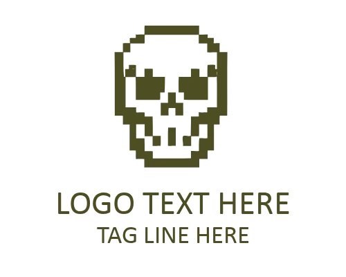 Pixel Skull Badge Logo