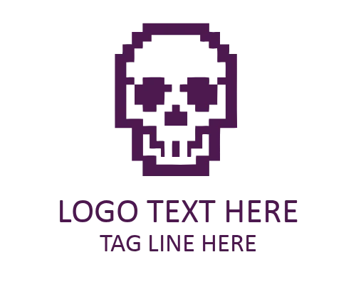 Pixel Skull Symbol Logo