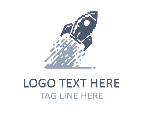 Pixel Spacecraft Rocket Logo