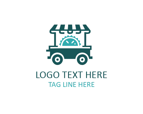 Pizza Slice Street Food Cart Logo for Mobile Pizzerias