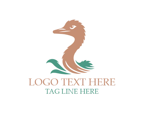 Playful Bird Ostrich Logo