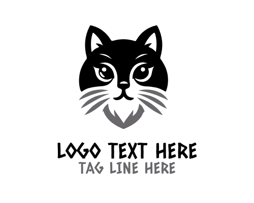 Playful Cat Outline Logo Design