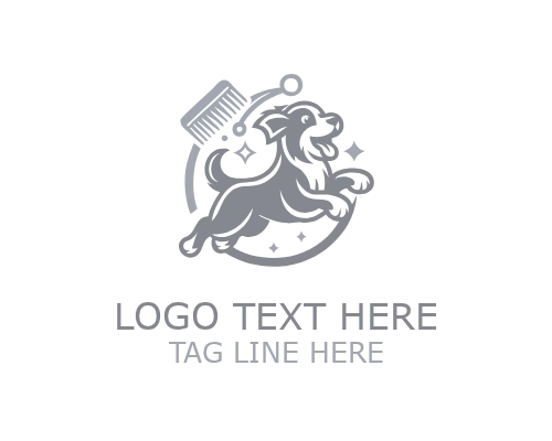 Playful Puppy Dog Grooming Logo