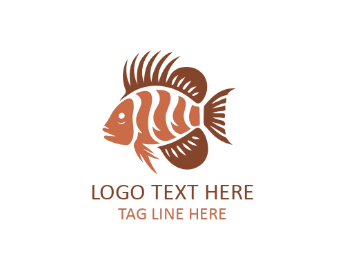 Playful Wave Tropical Fish Flat Logo