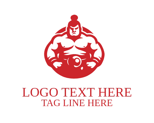 Powerful Japanese Wrestling Champion Logo