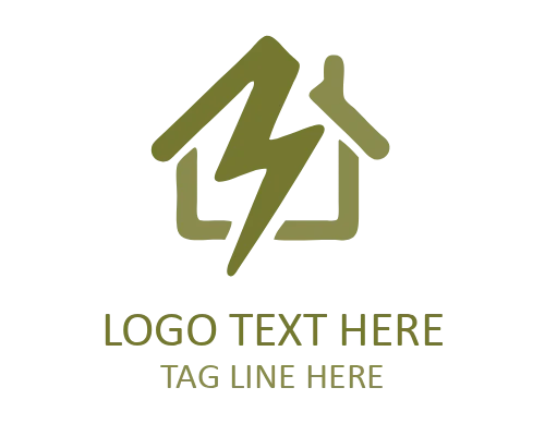Premium Lightning Bolt House Logo for Energy Solutions