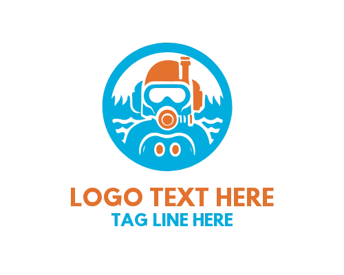 Professional Scuba Diver Ocean Explorer Adventure Logo