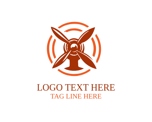 Propeller Airplane Flat Icon Logo