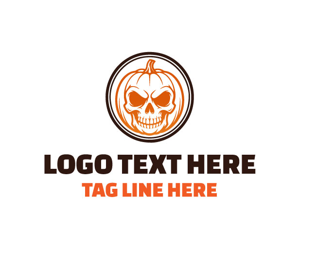 Pumpkin Skull Emblem Logo