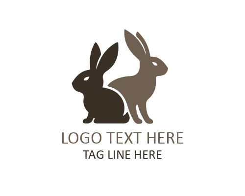 Rabbit Silhouette Flat Logo for Wildlife and Organic Brands