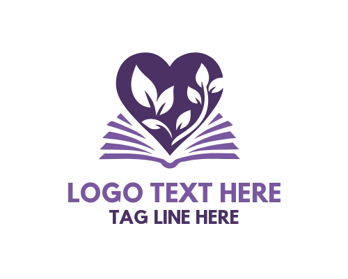  Reading Heart Book Design Logo