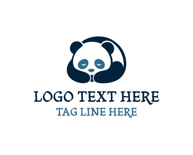 Relaxing Panda Bamboo Logo logo template preview