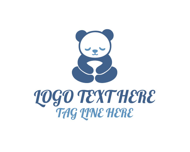 Relaxing Panda Pillow Logo logo template preview